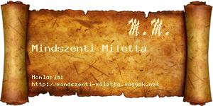Mindszenti Miletta névjegykártya